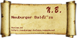 Neuburger Balázs névjegykártya